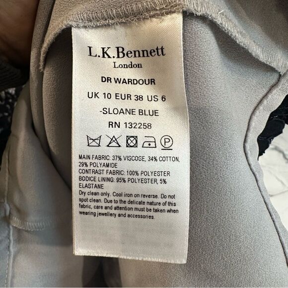 LK Bennett | 6 | Lavinie navy Floral Lace Overlay sheath Dress - Picture 7 of 7